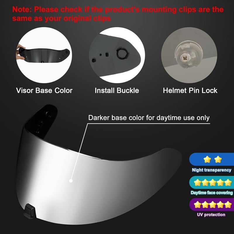 psler Helmet Visor for R420 - R420 Helmet Visor Helmet Face Shield Helmet Accessories Replacement for R420,Silver-Mirror - Image 3